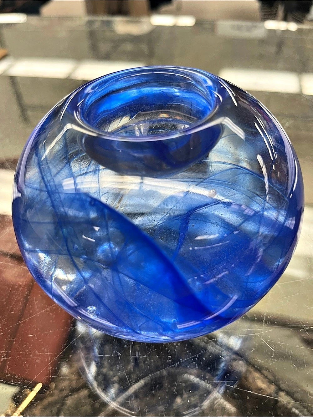 Blue Abstract Glass Art
